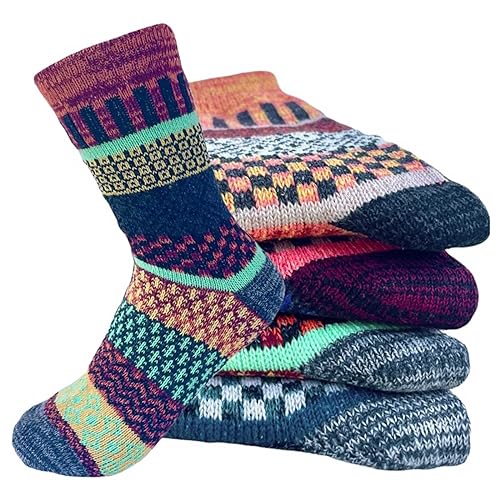 Image of JOYCA & CO. 3-5 Pairs Womens Multicolor Fashion Warm Wool Cotton Thick Winter Crew Socks