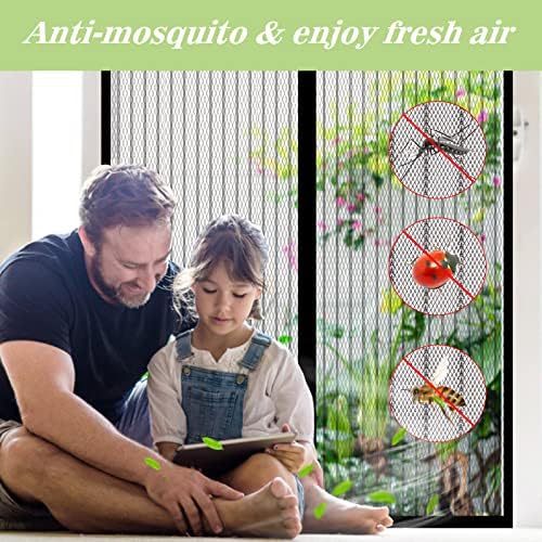 Magnetic Fly Screens for Doors - Heavy Duty Bugs Door Screen 100X220cm with Powerful Magnets and Full Frame Magic Tape, Fly Nets for Doors Without Drilling, Suitable for Patio Doors Balcony Bedroom
