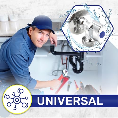 Eckventil 1/2 Zoll x 3/4 Zoll aus Verchromtem Messing für die Wasserversorgung der Waschmaschine Geschirrspülers Waschbeckens Toilette - Garantie 10 Jahre - MONTERAL