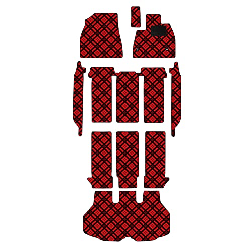 Aviles 新型 ノア ヴォクシー 90系 フロアマット+トランクマット【16色から選択】(6:ハイブリ 7人乗 コンソール大型,03:ダイヤチェック × レッド)