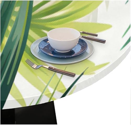 Vista 172 de Mantel redondo ajustable con borde elástico, mantel de hojas coloridas abstractas, impermeable, lavable, para mesas redondas, ideal para picnic