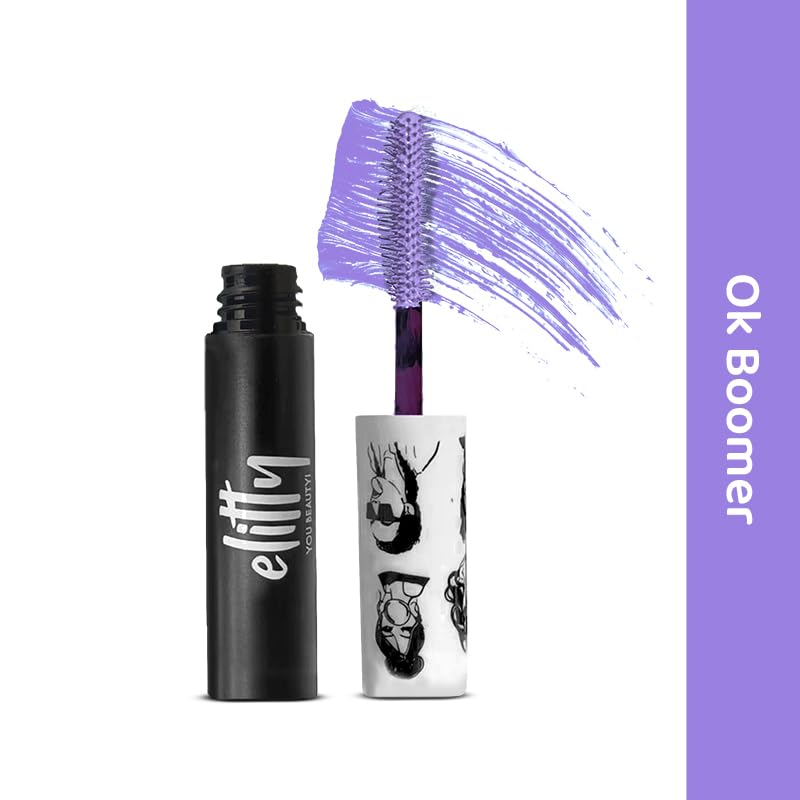 Image of Elitty Pop Colored Lush Lashes Mascara - Ok Boomer (Lilac), Waterproof, Smudge proof, Curling and lengthening, Infused with Witch Hazel and Almond Oil, Vegan & Cruelty Free -5 ML Each