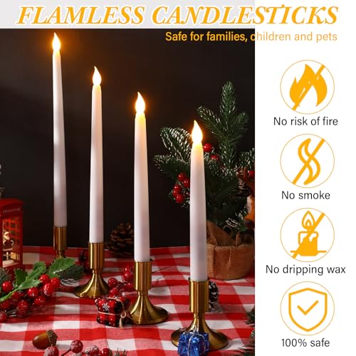 Image of Tuanse 80 Pcs Flameless LED Taper Candles Battery Operated Candles Bulk 12.8 /10.8 /9.7 /8.5'' Flameless Candlestick Flickering Fake for Christmas Church Wedding Party Battery Not Include(White)