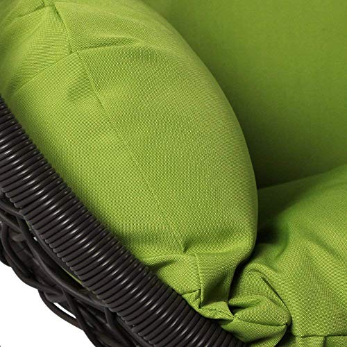 Island Gale Hanging Basket Chair Outdoor Patio Furniture With Stand And Cushion (Brown Wicker, Lime Cushion) #TOP4