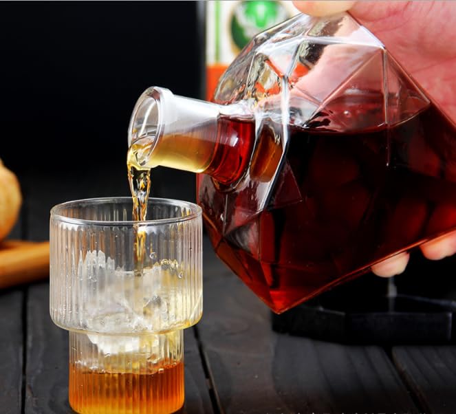 Image of Enem Whiskey Diamond Decanter Set with 2 Whiskey Stones & Tong, for Dignified Drinking Experience, Home Decor, for Tequila, Vodka, Any Alcohol, 850ml Capacity, with Enem Customer Support