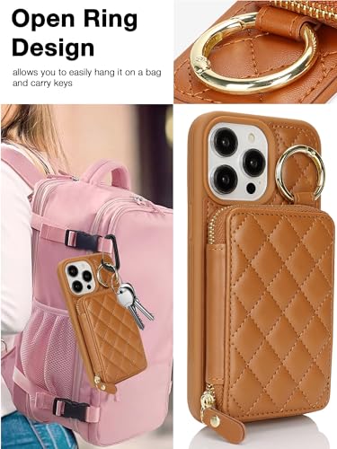 Coque iPhone 15 Pro marron pour éviter les chutes avec son collier réglable