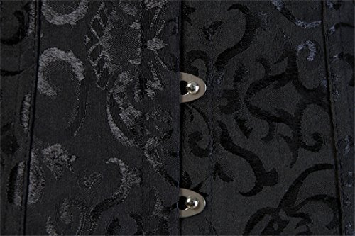 Zhitunemi Women's Lace Up Boned Jacquard Brocade Waist Training Underbust Corset Small Black #TOP3