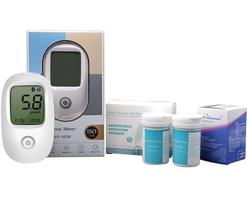 Digital sugar monitor Diabetes Testing Kit Blood Glucose Monitor Meter with 50 Test Strips and 50 Lancets in mmol/L Blood Sugar Test Kit with Lancing Device No Coding for Home Use