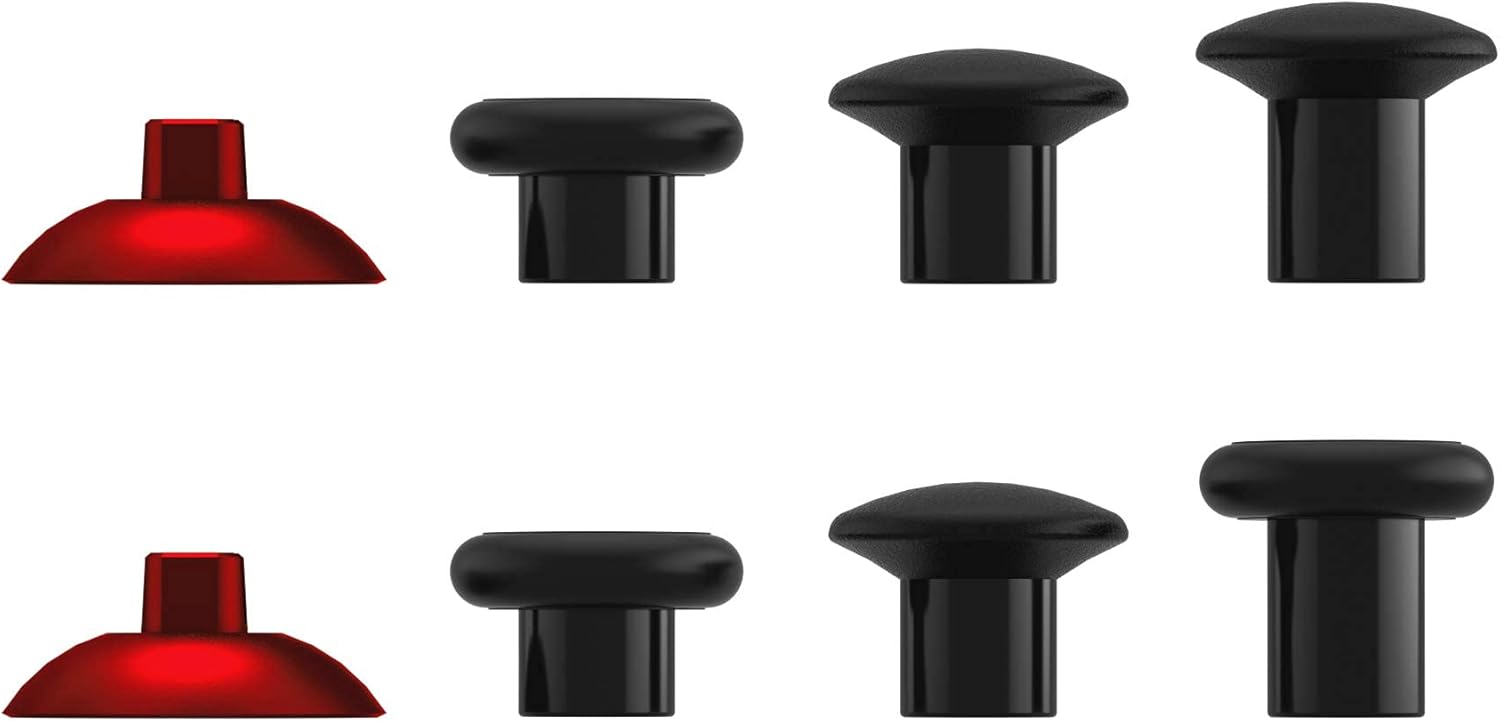 eXtremeRate ThumbsGear Interchangeable Ergonomic Thumbstick for PS5 Controller, for PS4 All Model Controller - 3 Height Domed and Concave Grips Adjustable Joystick - Chrome Red & Black - Image 6