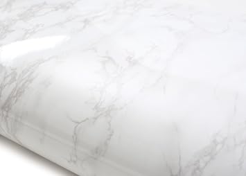 ROSEROSA Peel and Stick Glossy Faux Marble Architectural Film Self-Adhesive Vinyl Film Wallpaper Door Wrap Counter Top Border Mirror Molding Trim PGS408