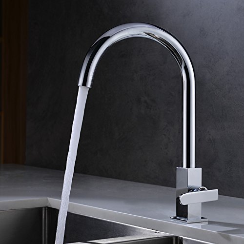 Grifo de fregadero de cocina fabricado en cobre con caño giratorio moderno