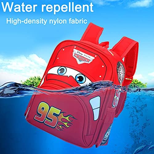 Kids Cars Backpack - Miotlsy Lightning McQueen 3D Effect Car Children's School Nursery Lunch Bag with Zipper Pocket for Boys Girls Teenagers