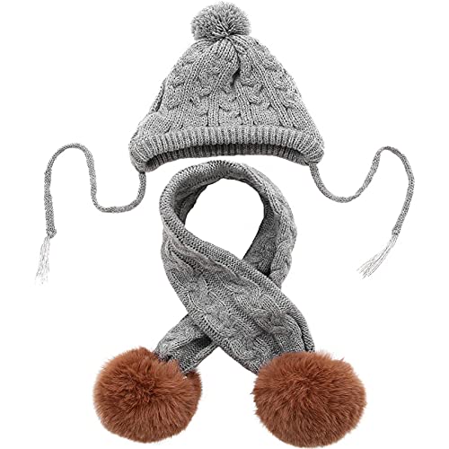 Kuoser Dog Hat & Scarf Set, Dog Knitted Hat Pet Christmas Winter Warm Caps Cute Accessories Neck Ear Warmer Hood Warm…