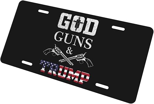 Miniatura 4 de God Guns & Trump - Placa de matrícula de 6 x 12 pulgadas, placas de aluminio para placa delantera de automóvil