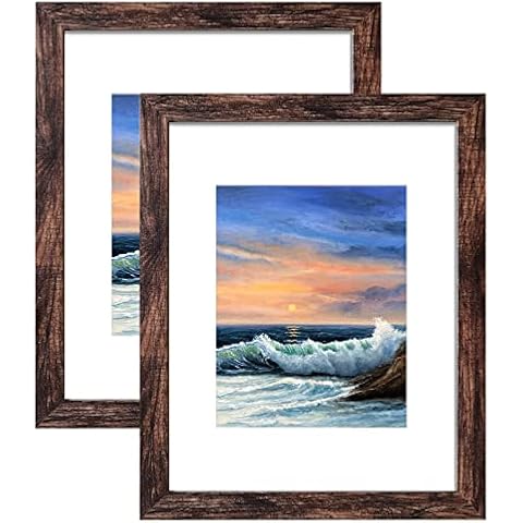 LUCKYLIFE 16x20 Frames, 16x20 Picture Frame for Wall, Display Pictures 11x14 with Mat or 16x20 without Mat, Pack of 2, Rustic Brown Cover