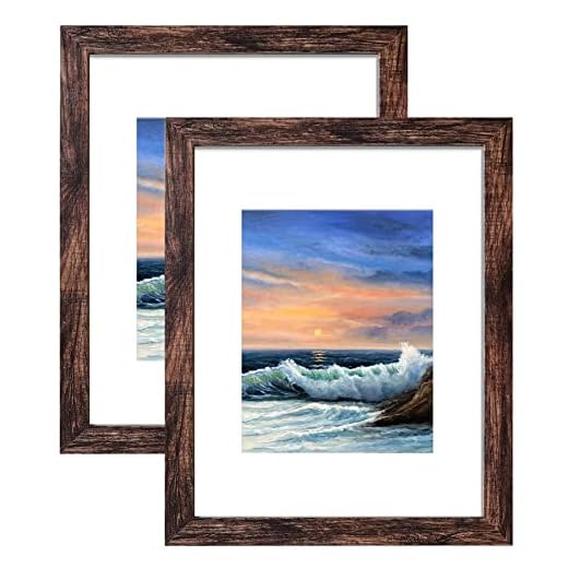 LUCKYLIFE 16x20 Frames, 16x20 Picture Frame for Wall, Display Pictures 11x14 with Mat or 16x20 without Mat, Pack of 2, Rustic Brown