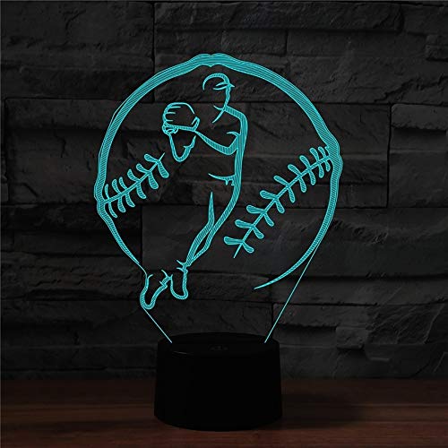Lampe table lumineuse LED 3D sport baseball 16 couleurs avec télécommande