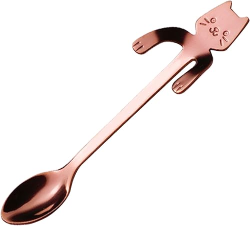 Miniatura 6 de Cuchara de café de acero inoxidable Cuchara de gato lindo Cuchara de postre Cuchara de helado Mini cucharas Vajilla Herramienta de cocina Soporte