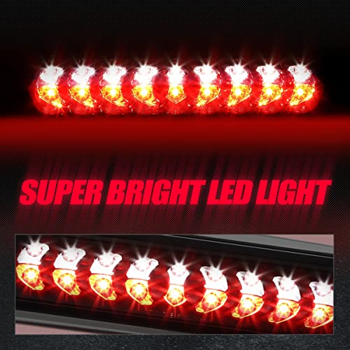 Auto Dynasty Dual Row 18 Led Rear Tail Center High Mount Stop Lamp Third Brake Cargo Light Compatible With Dodge Ram 1500 2500 3500 02-09, Black Housing, Smoke Lens #TOP3