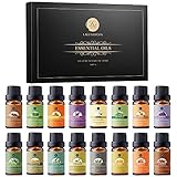 Lagunamoon Essential Oils Gift Set 16 x 10mL Essential Oils for Diffuser Humidifier Massage Aromatherapy Essential Oils - Lavender, Tea Tree, Lemon, Orange, Peppermint, Rosemary, Lemongrass