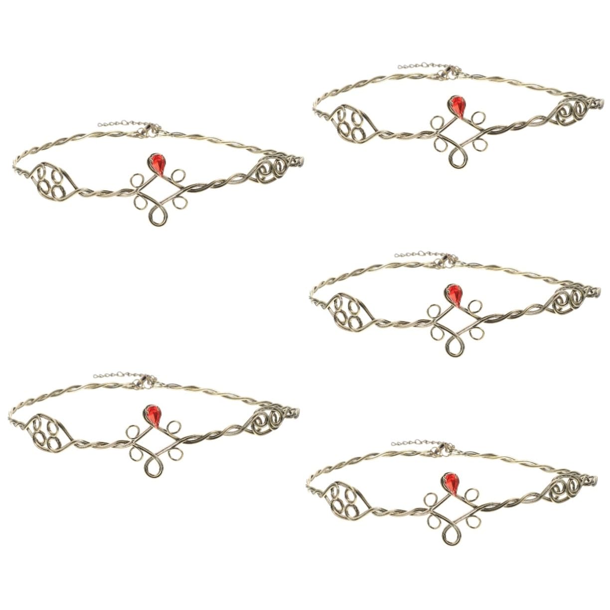 5pezzi Fascia Per Metallo Intrecciato Con Strass Accessorio Elegante Per Feste e Occasioni Speciali Perfetta Per Donne e Ragazze