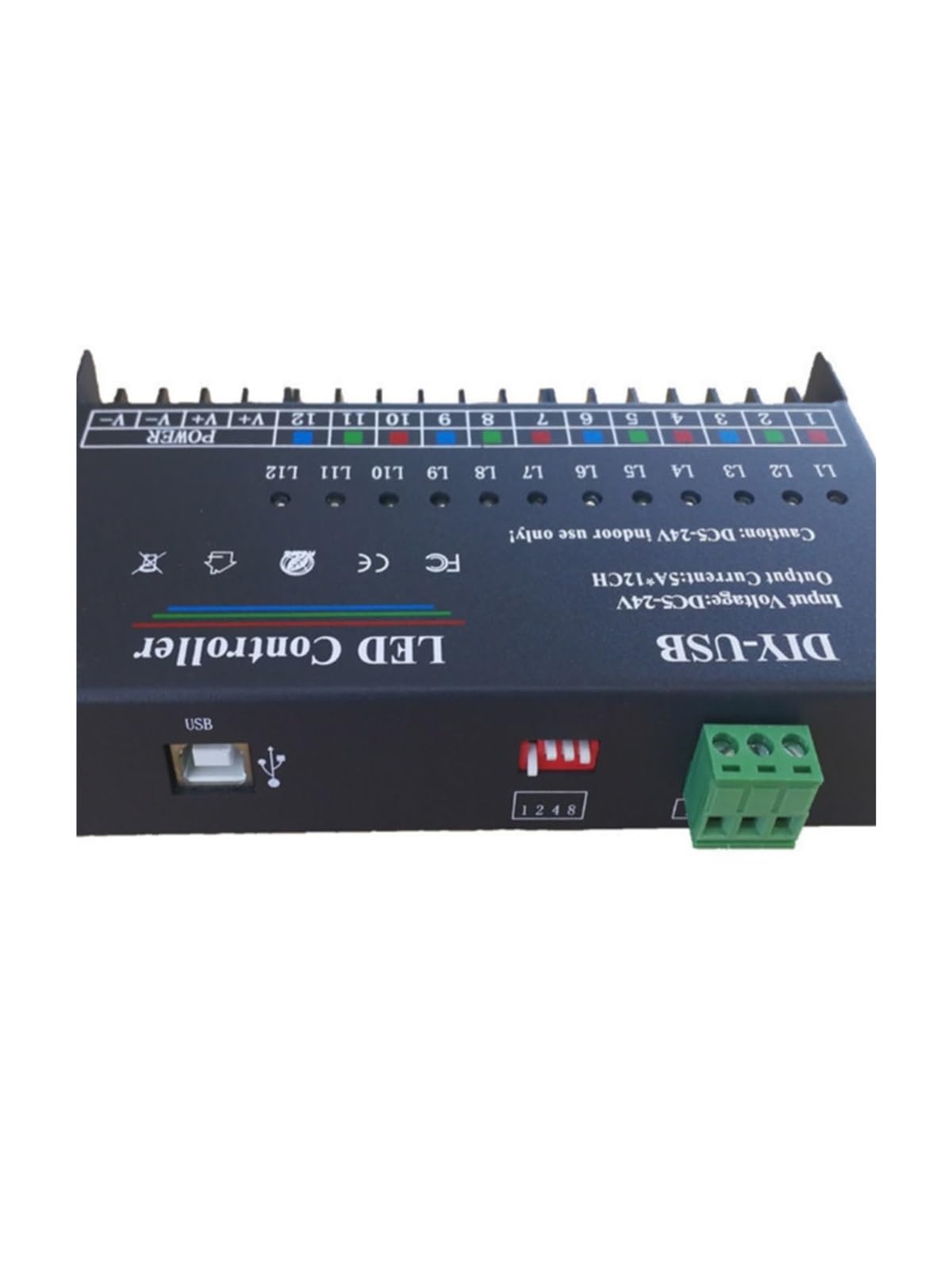 Controller programmabile USB fai da te a 12 canali, striscia luminosa LED monocromatica/RGB con gradiente di acqua che scorre e salta