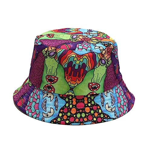 Image of Quanhaigou Bucket Hat for Men Women,Packable Reversible Printed Sun Hats,Fisherman Outdoor Summer Travel Hiking Beach Caps
