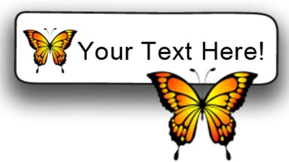80pc Iron On Name Tags White with Orange Butterfly Color Graphic Personalized with Your Name Use Personalized Name Iron On Clothing Labels for Nursing Homes Camp Day Care