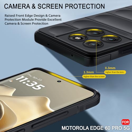 Image of TheGiftKart Liquid Silicon Back Cover Case for Motorola Moto Edge 60 Pro 5G | Shockproof Military Grade Protection | Micro-Fibre Cloth On Inner Side | Built-in Anti-Slip Grip Back Case (TPU, Black)
