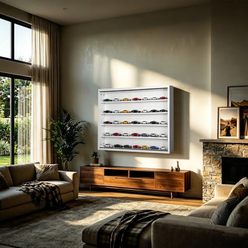 Image of Large Car Display Case, PKHROR Oversized Diecast Car Display Frame with UV Protection, Wall Mount for Toy Cars and Collectible Models, White