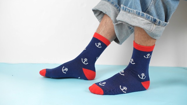 Navy Sail Boat Sock | Nautical Sock