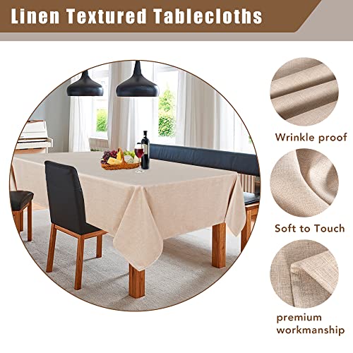 Fitable Faux Linen Tablecloth Rectangle 60 x 102 Inch - Rustic Fabric Table Cloth for 6 Foot Tables, Beige Faux Burlap Table Cover for Kitchen Dining, Party, Farmhouse by Fitable - Image 3