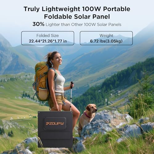 100W Portable Solar Panel for Power Station,9BB Ultralight Foldable Solar Charger USB-A USB-C Output,23.5% High Efficiency IP67 Waterproof Adjustable Kickstands for Camping RV Blackout - Image 3