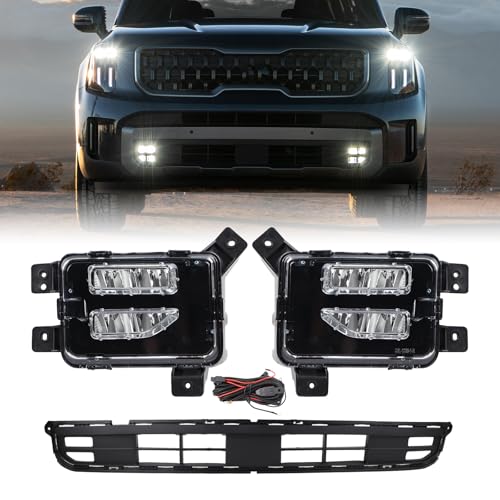 YEQSHNG Bumper Grill (Includes Wiring Harness) Compatible With 2023-2024 Kia Telluride Front Bumper Lower Grille W/LED DRL Fog Lights 92201-S9500 86531-S9510 by YEQSHNG - Used condition - US$129.34