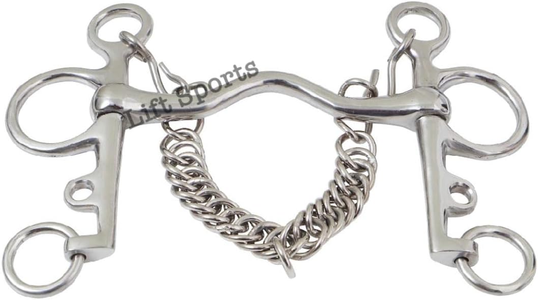 Pelham Bit Mullen Mouth with Chain Horse Bit Stainless Steel Polish Finish (5.5 Inch)
