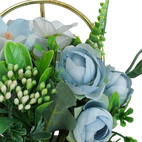 Image of TIED RIBBONS Artificial Rose Flowers with Pot Stand Decorative Items for Home Decor Living Room Kitchen Bedroom Office Table Set (20.3 Cm X 10.1 Cm, Multi)
