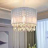 luster modern house walkthrough 【Stilvolle Hängeleuchte】Runde Pendellampe in Weiß mit Kristallbehang. Dekorative Wohnzimmer-Leuchte ideal auch als Deckenlampe über dem Esstisch.