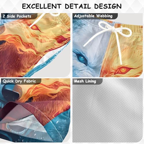 Boys Swim Trunks Ice Wolf Fire Toddler Swim Shorts Beach Board Shorts Swimsuit2