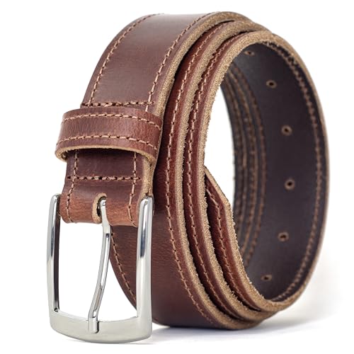 Ashford Ridge Made in England 34mm Full Leather Edge Stitched Belt with Classic Buckle