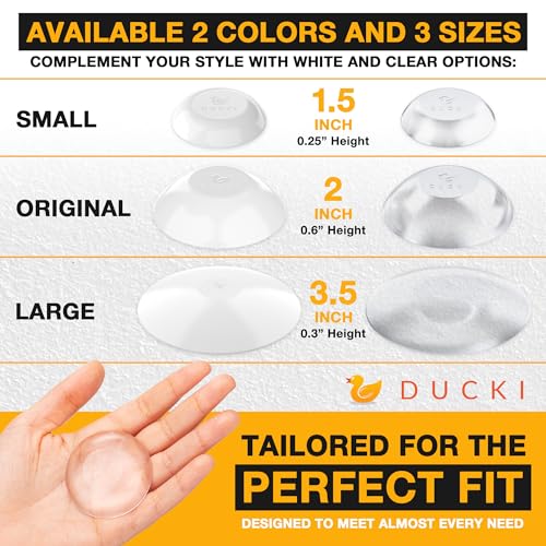 Image of Ducki Door Stoppers for Wall 1.5 inch (6 Pack Clear) Self Adhesive & Discreet Home Door Knob Wall Protector, Quiet Door Bumper with Secure Adhesive, Rubber Door Stops - Shock Absorbent Door Handle Stopper