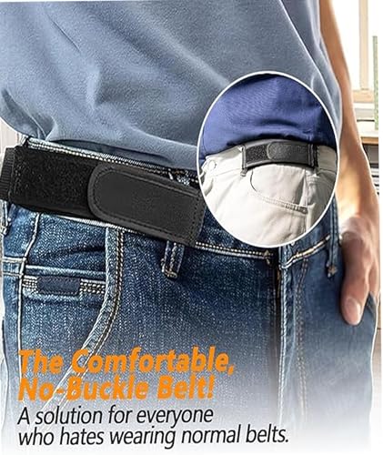 Image of NHCDFA 4 PCS Buckle Free Belt for Men, Buckle Less Belt for Men, Elastic Waistband, Unisex Stretch Belts in S, M, L Sizes, Adjustable No-Buckle Design for Daily Wear Comfort