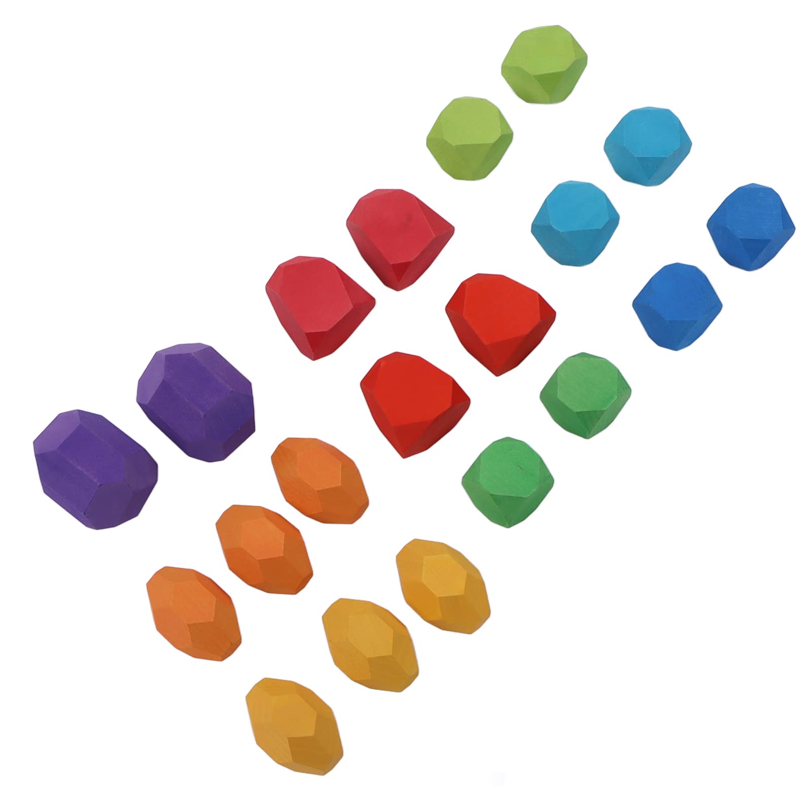 Bloques de Madera de Piedra de Colores Brillantes, Juego Educativo de Diseño de 360° para Niños, Material de Pino, Tamaño 20 Piezas