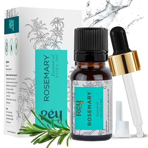 Rey Naturals Rosemary Essential Oil with Dropper Cap - Hair Growth & Dandruff, 15ml