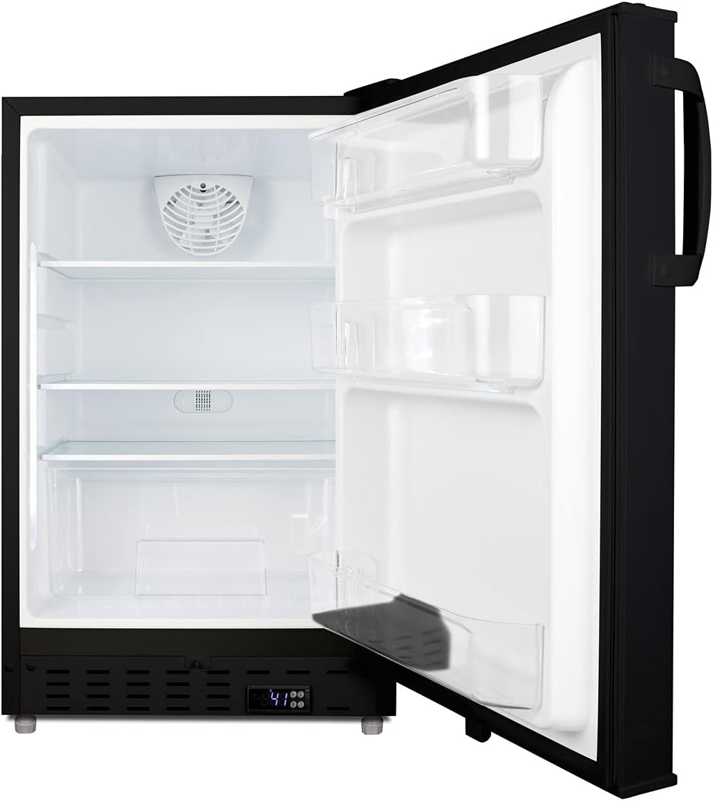 Summit Appliance ALR47B Built-in Undercounter ADA Compliant Residential All-Refrigerator in Black with Door Storage, Interior Light, Open Door Alarm, Adjustable Thermostat and Automatic Defrost