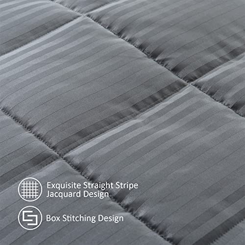Downluxe King Size Blanket, Lightweight Down Alternative Blanket With Satin Trim (90 X 108 Inch, Grey) #TOP3