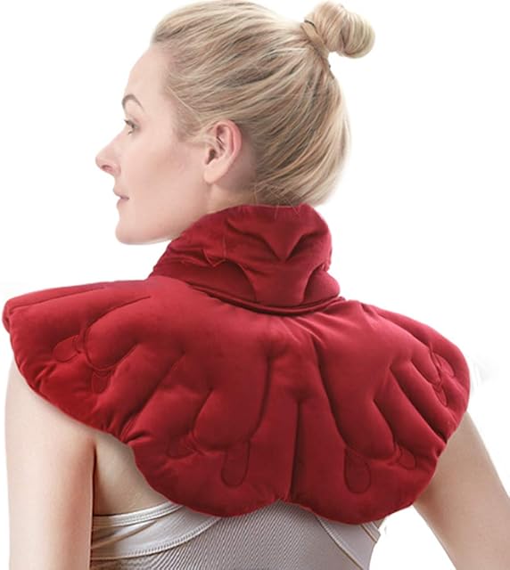 Aroma Season Heated Neck Wrap Microwave Neck Warmer Shoulder Heat Pad Arthritis Relief Filled with Natural Herbs Butterfly (Red)