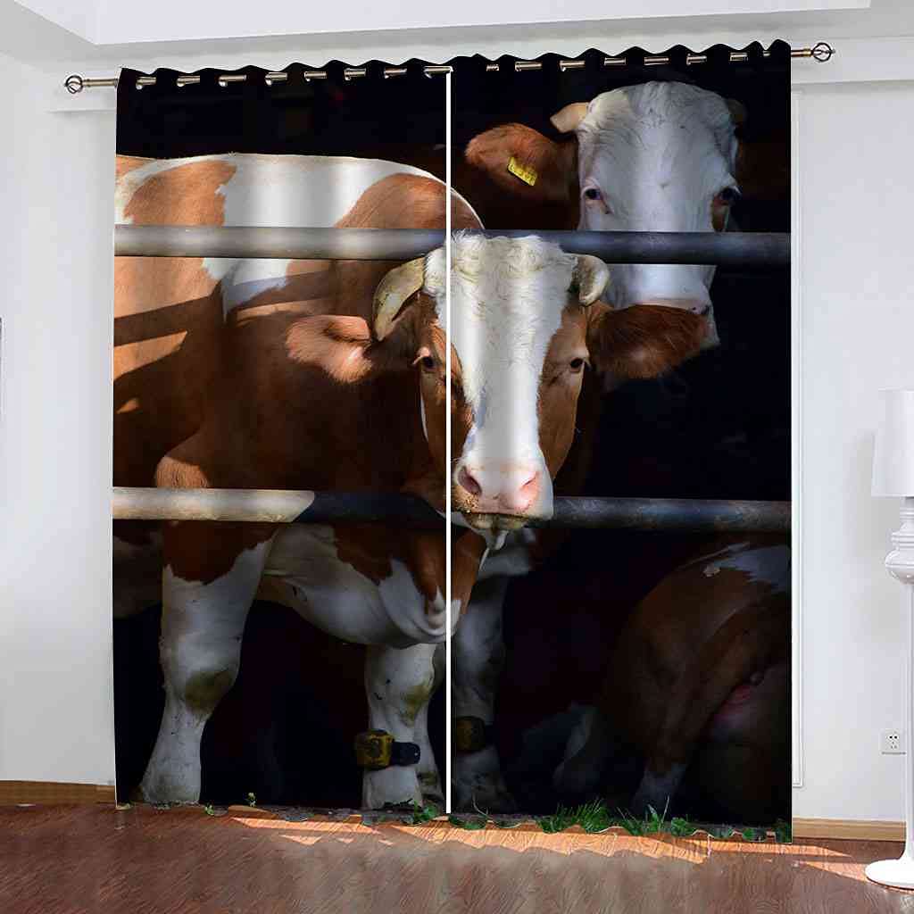 Rideau occultant à oeillets motif vache pour la décoration de la chambre d'enfants