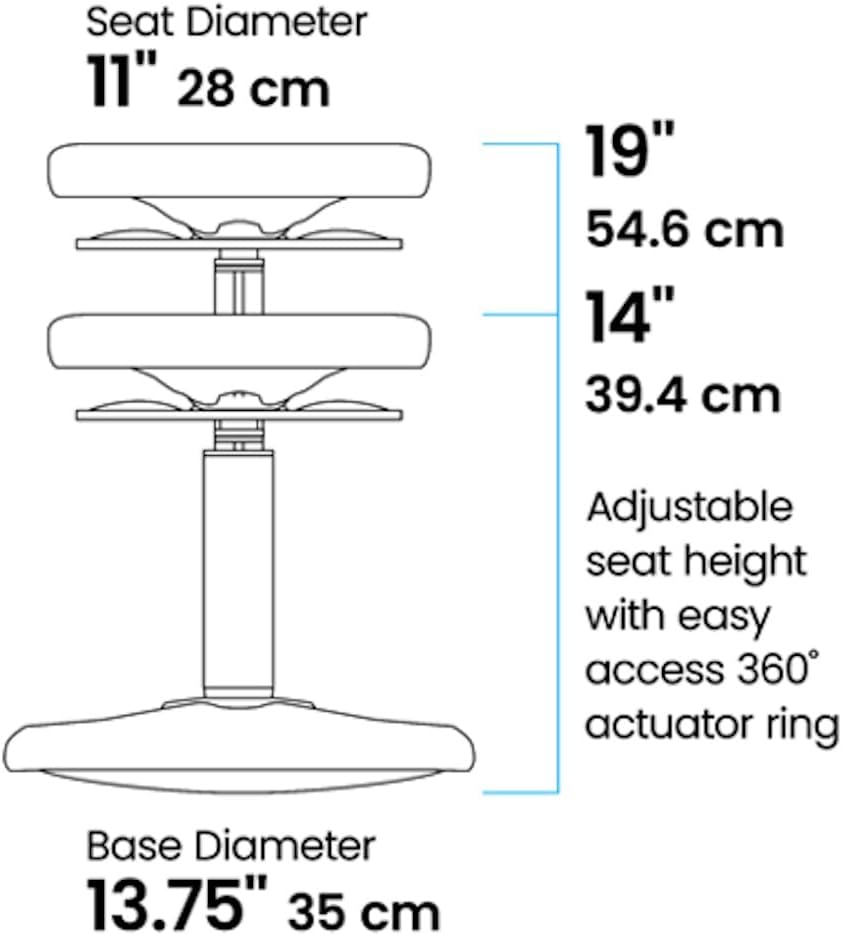 KORE Design Adjustable Wobble Stool Chair, Girls + Boys Kid Desk Stools, Ergonomic Small Office Chairs, Flexible Seating for Active Kids, ADD/ADHD, Classroom, Home, Age 8-12, Tall (16.5-24in), Teal