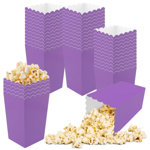 Image of 50 Pcs Popcorn Boxes Mini Paper Popcorn Box Cardboard Popcorn Container for Party Disposable Snack Candy Popcorn Bags Popcorn Holder for Movie Nights Birthday Wedding (Purple)