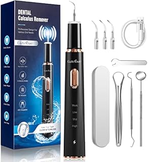Plaque Remover for Teeth, Tartar Remover for Teeth with LED Light, Dental Tools Rechargeable with 3 Modes and 4 Heads, Dental Mirror, Safe for Adult Kids